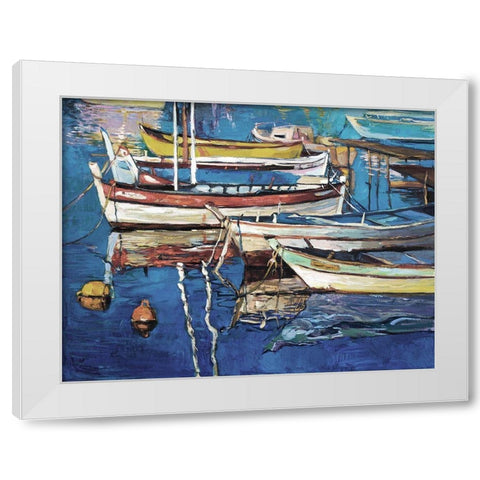 Boat Impressions White Modern Wood Framed Art Print by Dimitrov, B