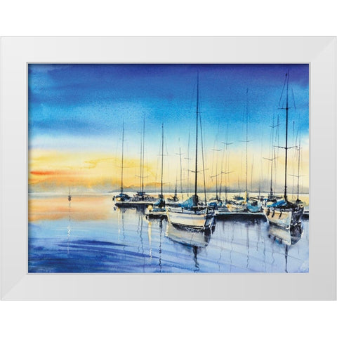 Bay Harbor White Modern Wood Framed Art Print by Mazur, Ewa