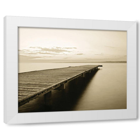 Old Wooden Pier White Modern Wood Framed Art Print by Anonymous