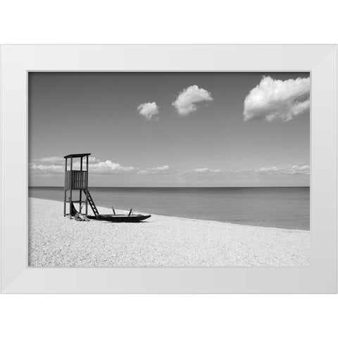 Summer White Modern Wood Framed Art Print by Anonymous