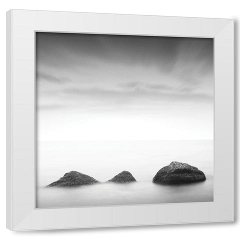 Ocean Rocks I. White Modern Wood Framed Art Print by Sorochan
