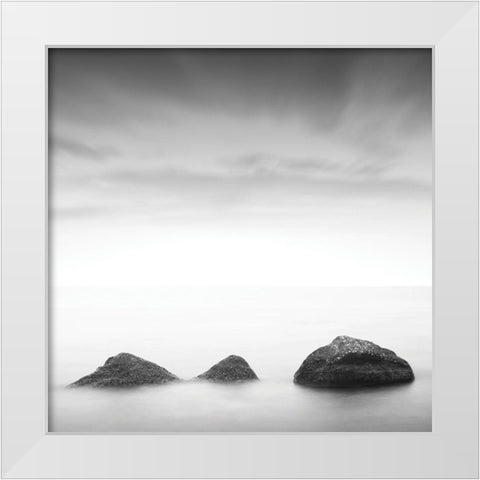 Ocean Rocks I. White Modern Wood Framed Art Print by Sorochan