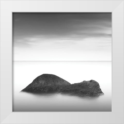 Ocean Rocks II. White Modern Wood Framed Art Print by Sorochan