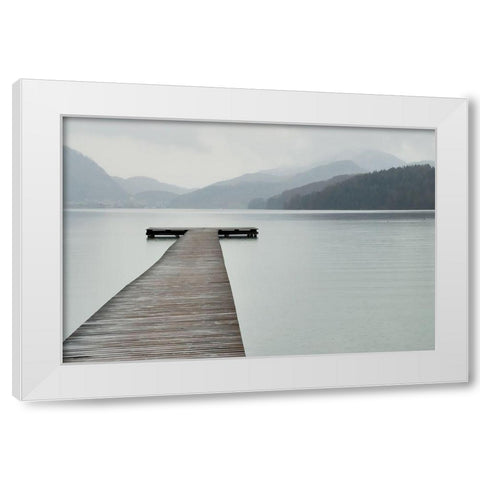 Solitude at the Pier White Modern Wood Framed Art Print by Anonymous