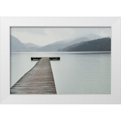 Solitude at the Pier White Modern Wood Framed Art Print by Anonymous