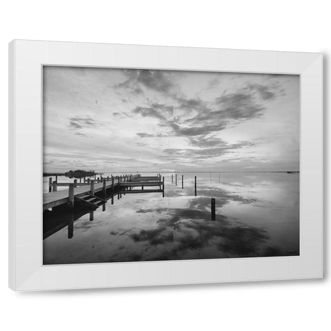 Dock Sunset White Modern Wood Framed Art Print by Turek, Eve