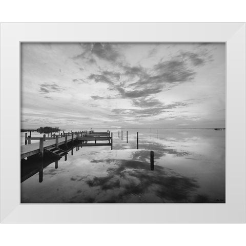 Dock Sunset White Modern Wood Framed Art Print by Turek, Eve