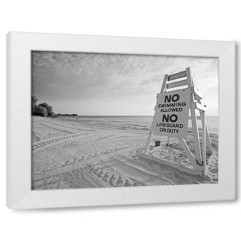 No Swimming White Modern Wood Framed Art Print by Anonymous