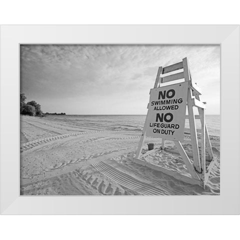 No Swimming White Modern Wood Framed Art Print by Anonymous