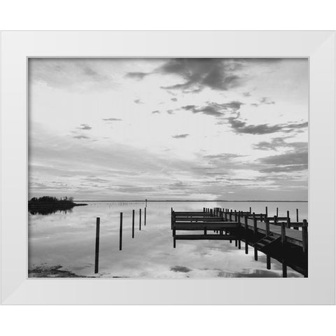 Sunset Pier White Modern Wood Framed Art Print by Turek, Eve