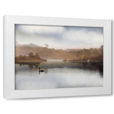 Morning on the River White Modern Wood Framed Art Print by Rega,  S.