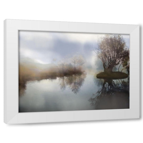 Lake Sunrise White Modern Wood Framed Art Print by German, Neil