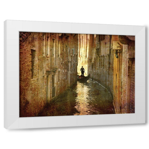Vintage Gondolier White Modern Wood Framed Art Print by K. Nielsen