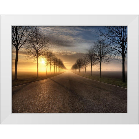 Vanishing Road White Modern Wood Framed Art Print by Anonymous