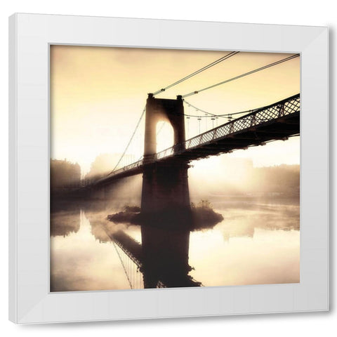 Footbridge in the Setting Sun White Modern Wood Framed Art Print by Frederic, P.