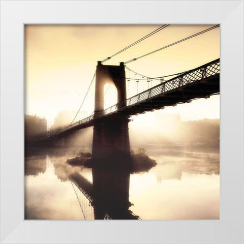 Footbridge in the Setting Sun White Modern Wood Framed Art Print by Frederic, P.