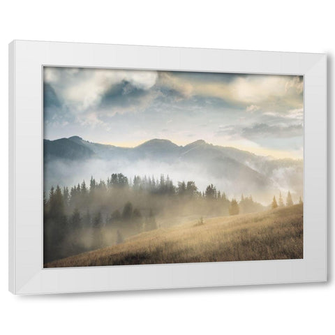 Amazing Mountain Landscape II. White Modern Wood Framed Art Print by Anonymous