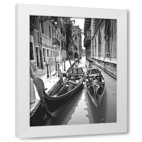 Gondola Pair, Venice White Modern Wood Framed Art Print by Anonymous