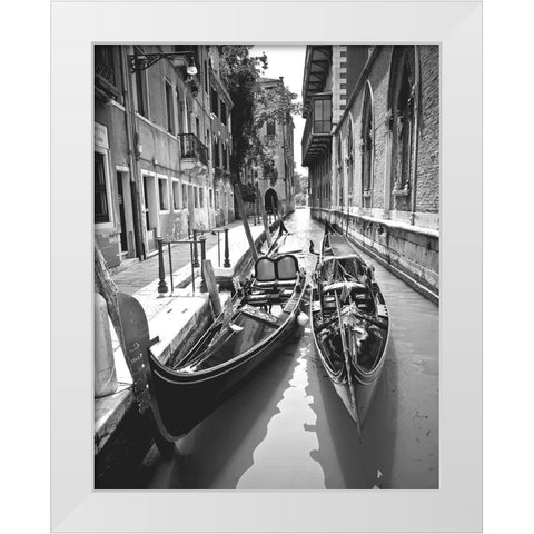 Gondola Pair, Venice White Modern Wood Framed Art Print by Anonymous