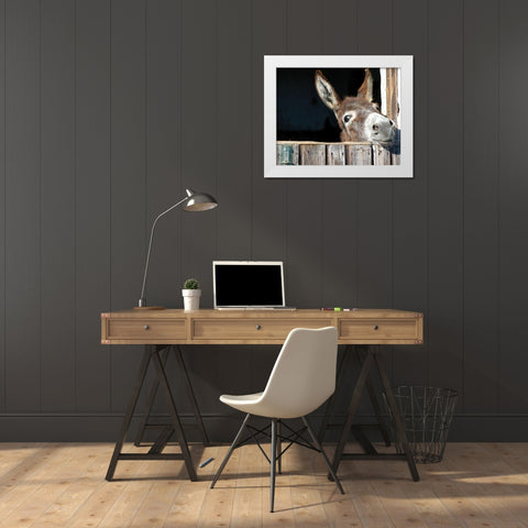 Whos There? White Modern Wood Framed Art Print by Hawlan