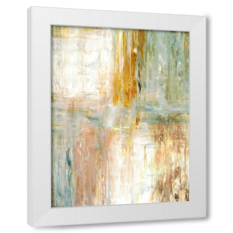 Teal and Green Abstract Painting White Modern Wood Framed Art Print by Tice, C.