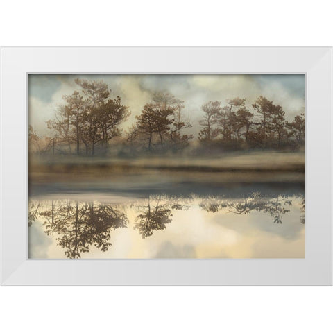 Foggy Morning River White Modern Wood Framed Art Print by Bereczki, Barna