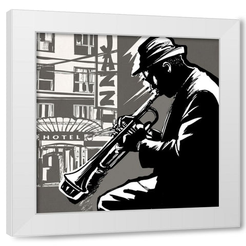 Smooth Jazz  White Modern Wood Framed Art Print by Anonymous