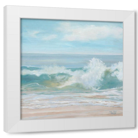 Soft Aqua Wave White Modern Wood Framed Art Print by Casey, Anderson