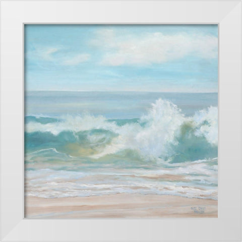 Soft Aqua Wave White Modern Wood Framed Art Print by Casey, Anderson