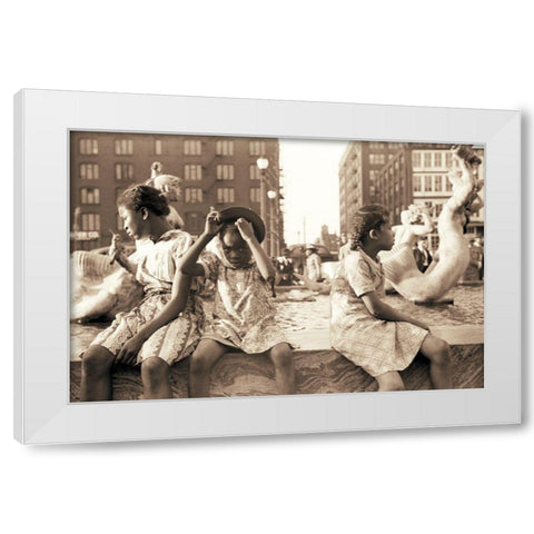 Hot Summer in the City White Modern Wood Framed Art Print by Anonymous