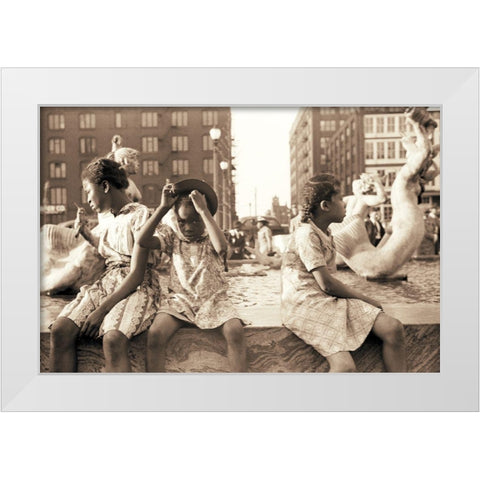 Hot Summer in the City White Modern Wood Framed Art Print by Anonymous