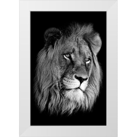 Lion King White Modern Wood Framed Art Print by Anon