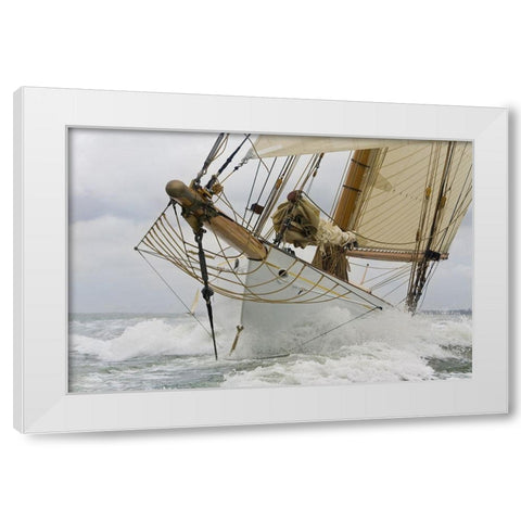 Breaking the Waves White Modern Wood Framed Art Print by Anonymous