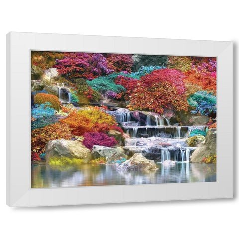 Flowering Waterfall White Modern Wood Framed Art Print by Anonymous