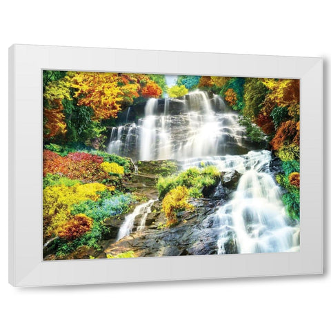 Majestic Falls White Modern Wood Framed Art Print by Anonymous