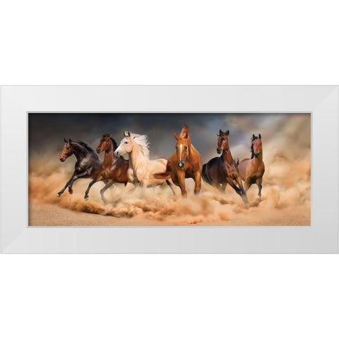 Desert Run White Modern Wood Framed Art Print by Svetlana