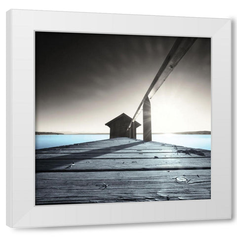 Old Boathouse White Modern Wood Framed Art Print by Anonymous