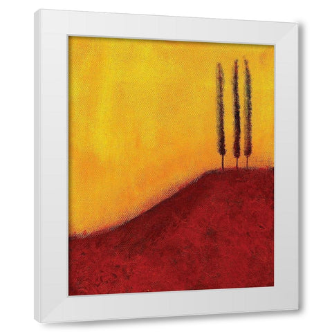 Trees on a Hill White Modern Wood Framed Art Print by Giordano, V.