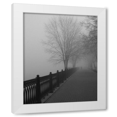 Promenade in the Mist White Modern Wood Framed Art Print by Anonymous