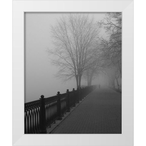 Promenade in the Mist White Modern Wood Framed Art Print by Anonymous