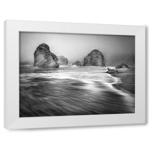 Coastal Sea Stacks White Modern Wood Framed Art Print by Anonymous