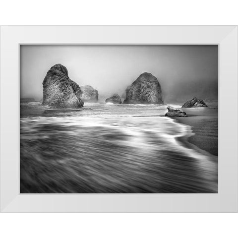Coastal Sea Stacks White Modern Wood Framed Art Print by Anonymous