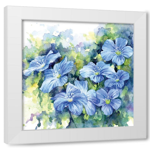 Spring Flowers in Blue White Modern Wood Framed Art Print by Anonymous