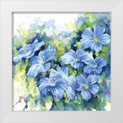 Spring Flowers in Blue White Modern Wood Framed Art Print by Anonymous