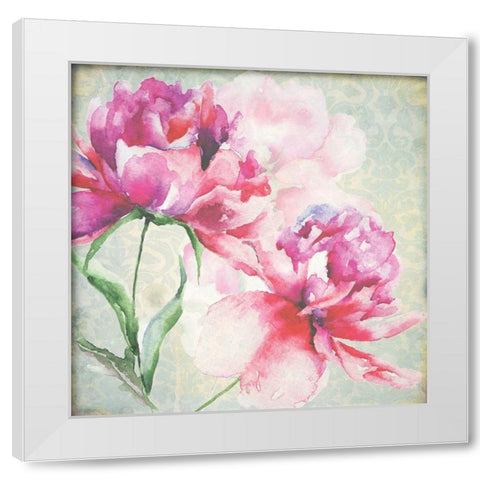 Lovely Peony Blossoms White Modern Wood Framed Art Print by Jersova, R.