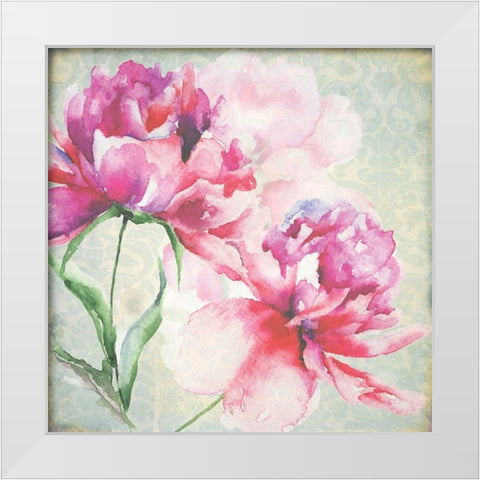Lovely Peony Blossoms White Modern Wood Framed Art Print by Jersova, R.