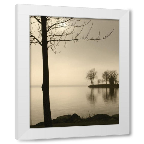 Tranquil Cove White Modern Wood Framed Art Print by Anonymous