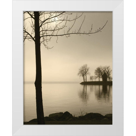 Tranquil Cove White Modern Wood Framed Art Print by Anonymous