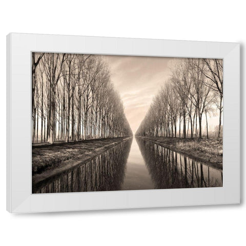 Serene Canal White Modern Wood Framed Art Print by Anonymous