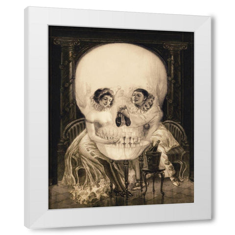 Pierrots Love White Modern Wood Framed Art Print by Anonymous